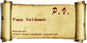 Papp Valdemár névjegykártya